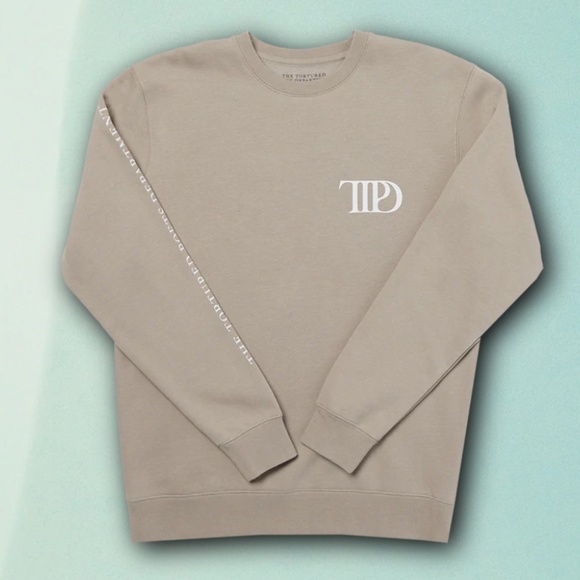 Taylor Swift TTPD Beige Crewneck Sweatshirt NEW - Picture 3 of 7